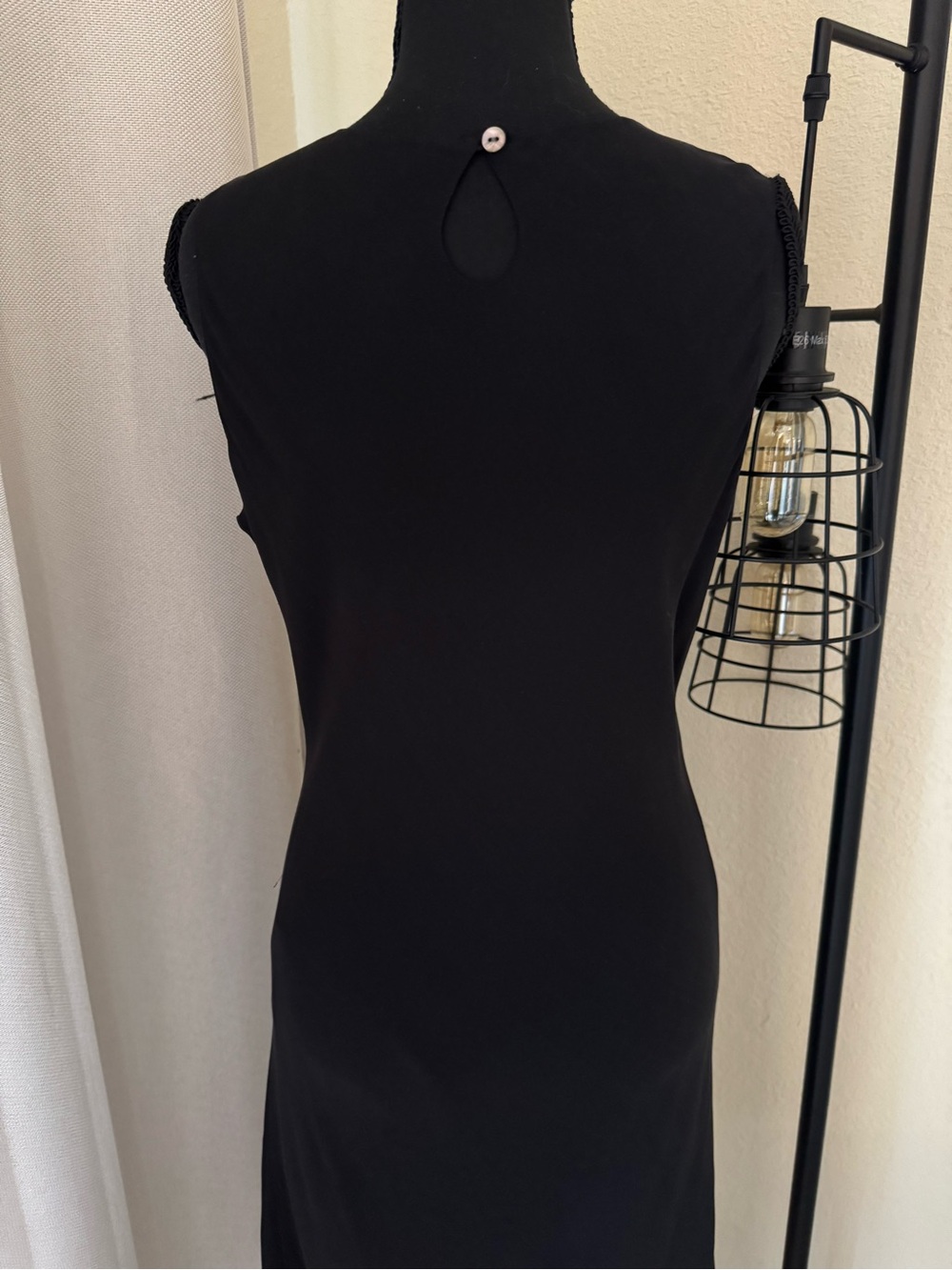 Tommy Bahama Black 100% Silk Sleeveless Bias Cut Midi Dress Size Medium - Picture 7 of 7